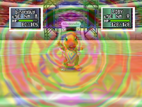 Charmander usando gruñido en Pokémon Stadium 2.