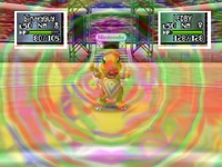 Charmander usando gruñido en Pokémon Stadium 2.