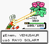 Venusaur lanzando rayo solar.