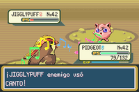 Jigglypuff usando canto en la tercera generación.