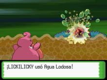 Lickilicky usando agua lodosa en Pokémon Oro HeartGold y Pokémon Plata SoulSilver