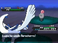 Lugia usando aerochorro en Pokémon Negro 2 y Blanco 2.