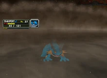 Swampert usando agua lodosa en Pokémon Colosseum.
