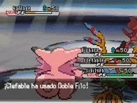 Clefable usando doble filo en Pokémon Negro 2 y Pokémon Blanco 2.