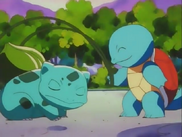 Bulbasaur despidiéndose de Squirtle.