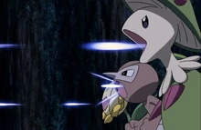 Breloom, Nuzleaf y Sunflora usando semilladora en la P13.