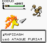 Rapidash usando ataque furia en la segunda generación.