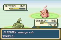 Clefairy usando señuelo en la tercera generación.