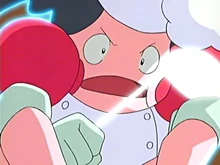 Mr. Mime de Rhonda usando truco. Intercambia el objeto que tiene, en este caso un cucharón...