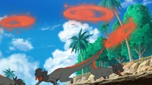 Salandit usando pirotecnia.