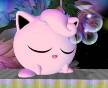 Jigglypuff usando descanso en Super Smash Bros. Melee.