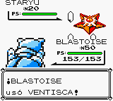 Blastoise usando ventisca en la primera generación