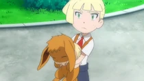 Gladio de pequeño cuando encontró a Eevee.