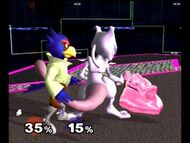 Ditto junto a Mewtwo y Falco en SSBM mediante Action Replay