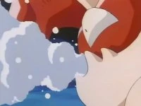 Kingler de Ash usando burbuja.