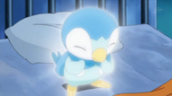 Piplup usando venganza para detener su evolución.