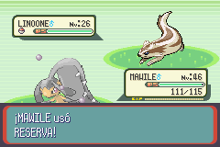 Mawile usando reserva en la tercera generación