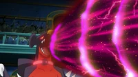 Garchomp usando hiperrayo.