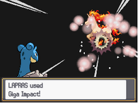 Lapras usando giga impacto en Pokémon Oro HeartGold y Plata SoulSilver.