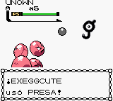 Exeggcute usando presa en la segunda generación.