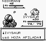 Ivysaur usando hoja afilada en la primera generación.