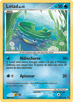 Mundo Pokémon - 270- Lotad. Tipo: água/planta. Evolução: Lombre (nível 14)  e Ludicolo (Pedra da Água). Histórico: Lotad era um pokémon que vivia em  terra firme. Com o tempo, a folha de