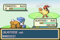 Blastoise usando mordisco en la tercera generación.