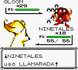 Ninetales usando llamarada en la primera generación.