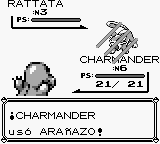 Charmander usando arañazo en Pokémon Rojo y Azul.