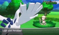 Lugia usando aerochorro en la sexta generación.