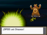 Zapdos usando chispazo en la cuarta generación.