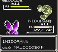 Nidoran♂ usando malicioso en la primera generación.