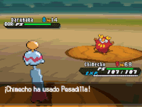 Chimecho usando pesadilla en Pokémon Negro 2 y Pokémon Blanco 2.