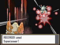 Regirock usando fuerza bruta en Pokémon Oro HeartGold y Pokémon Plata SoulSilver