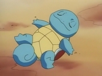 El Squirtle de Ash dormido a causa de somnífero.