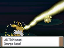 Jolteon usando rayo carga en la cuarta generación.