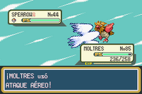 Moltres usando ataque aéreo en la tercera generación.