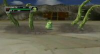 Chikorita usando planta feroz en Pokémon XD: Tempestad oscura.