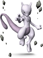 Imagen del Trofeo de Mewtwo en Super Smash Bros. Brawl.