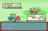 Roselia usando silbato en la tercera generación.