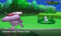 Genesect usando tecno shock (con piroROM insertada) en la sexta generación.