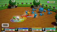 Un combate contra Azurill, Marill y Azumarill.