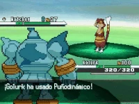 Golurk usando puño dinámico en Pokémon Negro y Blanco.