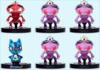 Seis figuras repartidas en Pokémon Smash!: un Lucario y cinco Genesect.