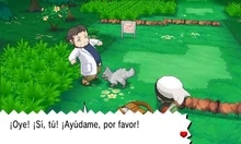 Poochyena atacando al Profesor Abedul ROZA