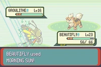 Beautifly usando sol matinal en la tercera generación.