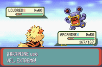 Arcanine usando velocidad extrema en la tercera generación.