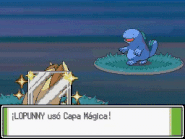 Lopunny usando capa mágica en Pokémon Platino.