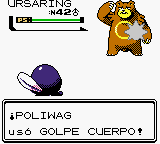 Poliwag usando golpe cuerpo en la segunda generación.
