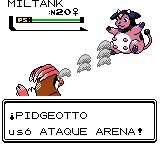 Pidgeotto usando ataque arena en la segunda generación.